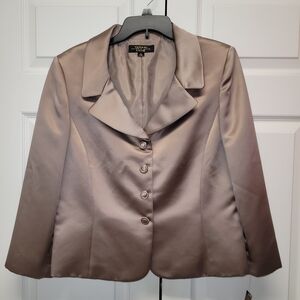 Tahari Arthur S Levine Luxe Women's Satin Taupe Blazer, Size 14